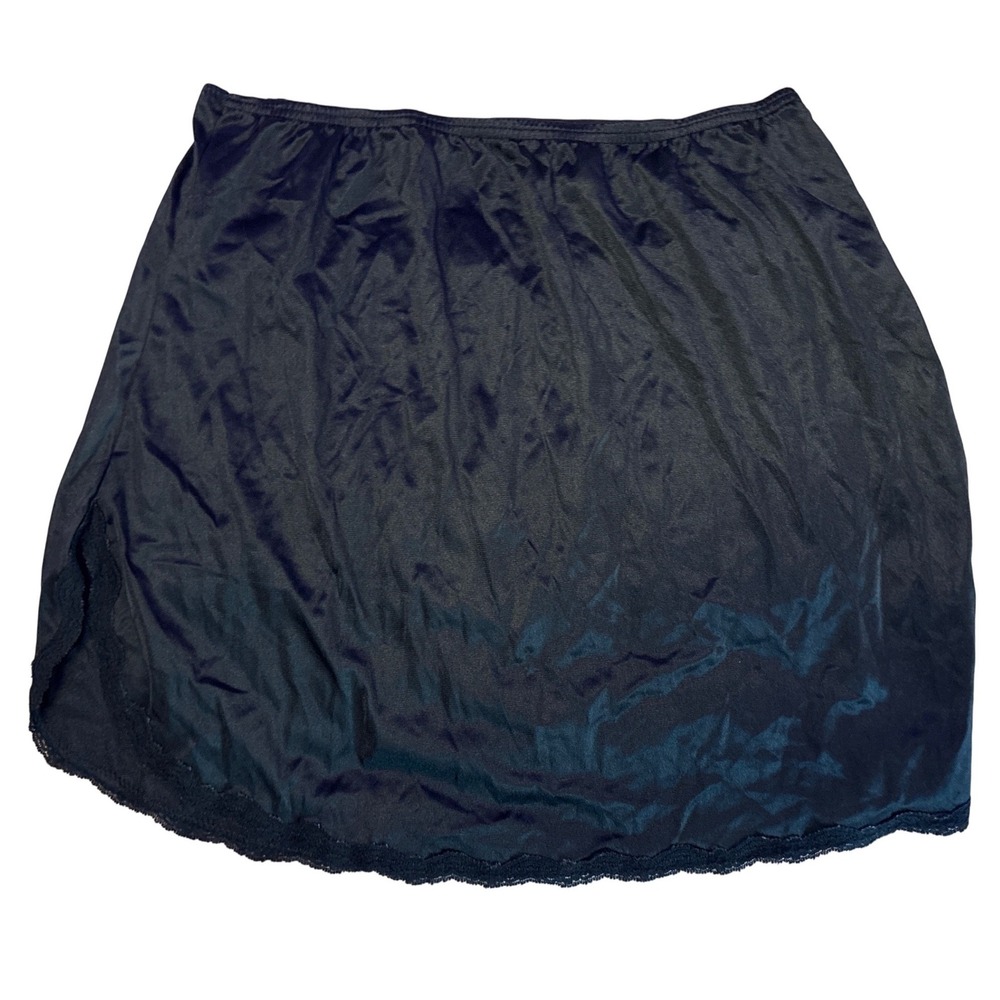 Cabernet Vintage Black Nylon Half Slip Skirt Lace Trim‎ Medium
